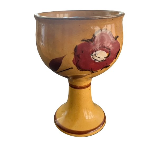 Vintage Set of 6 Glazed Ceramic/Pottery Goblets - Picture 3 of 4